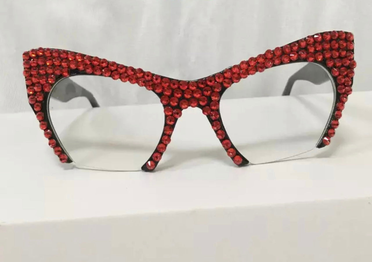 Bling Rhinestone Cat Eye Glasses