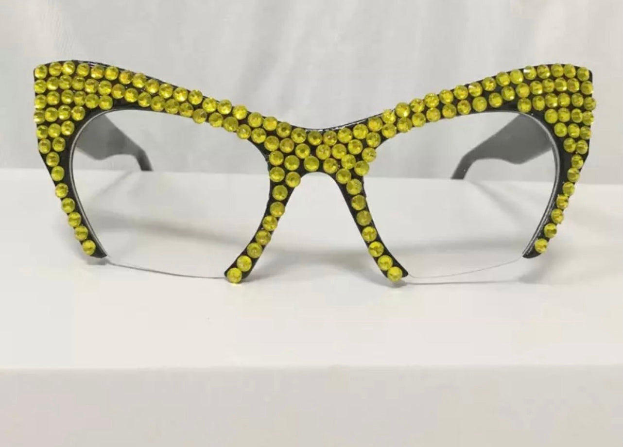 Bling Rhinestone Cat Eye Glasses