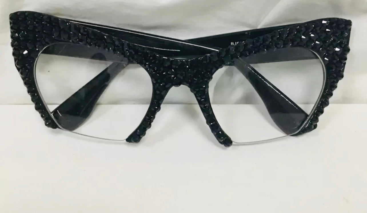Bling Rhinestone Cat Eye Glasses