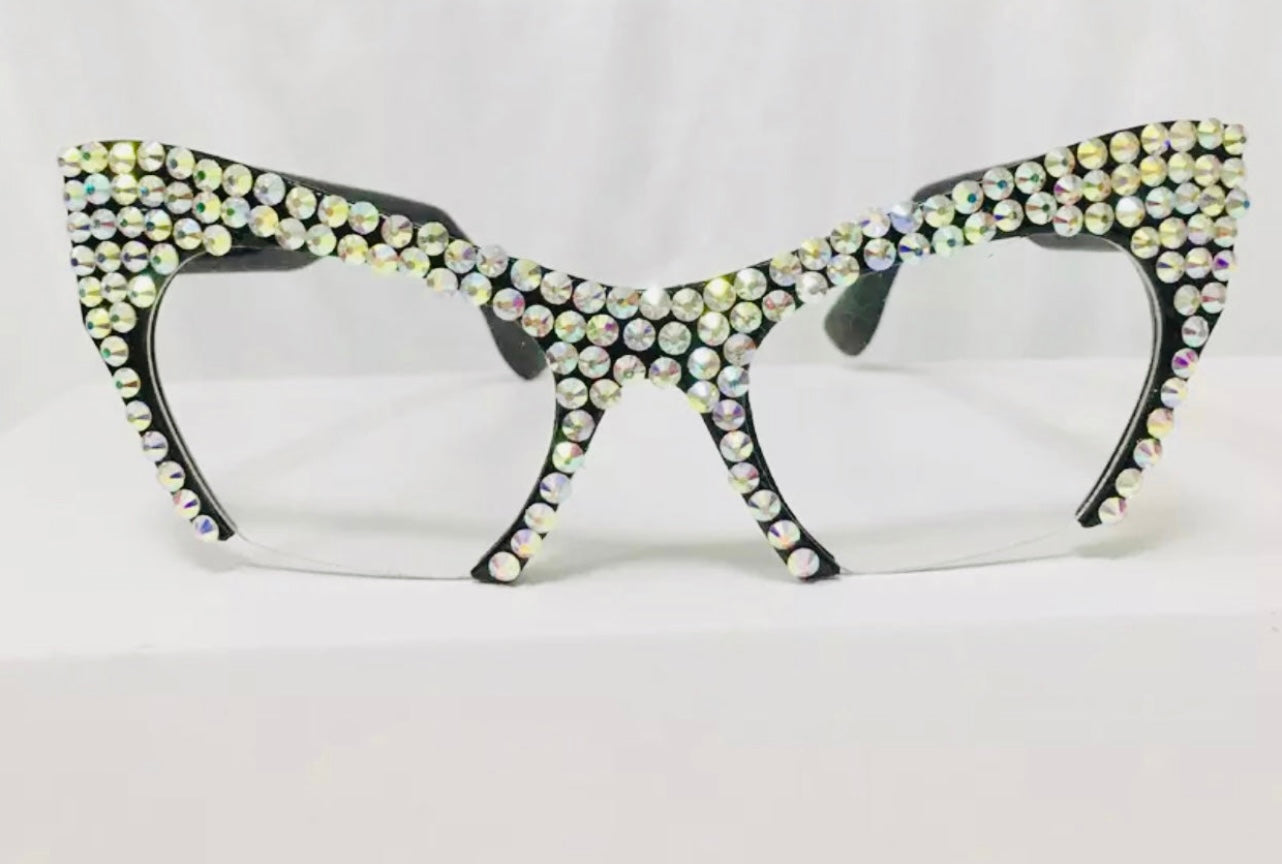 Bling Rhinestone Cat Eye Glasses