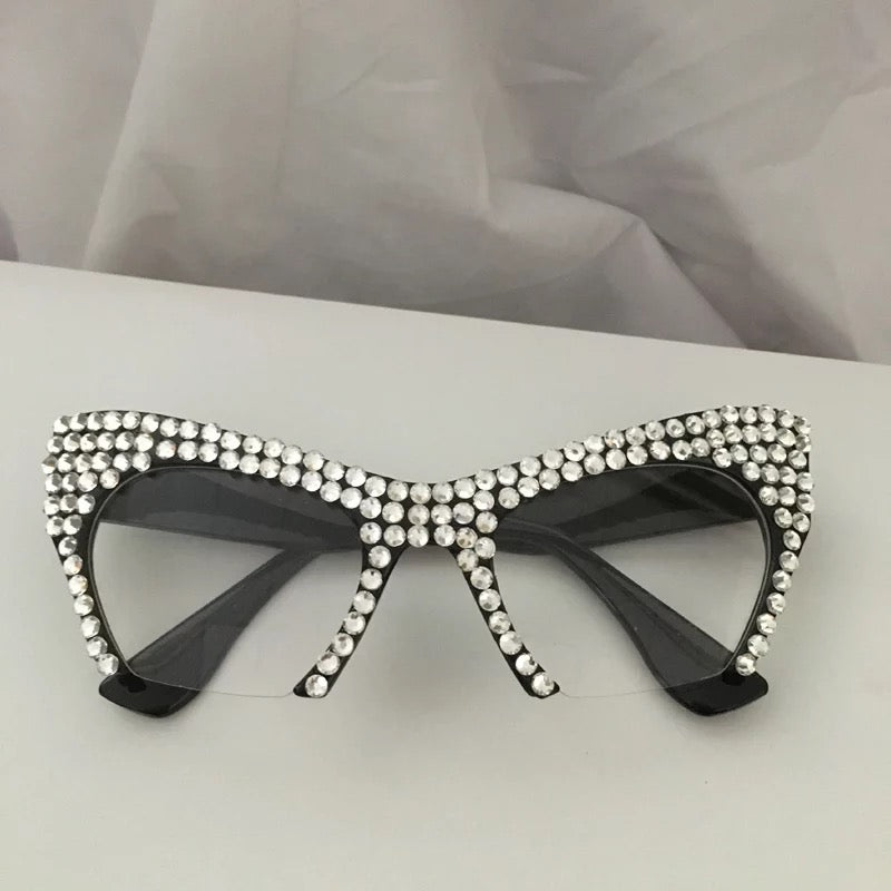 Bling Rhinestone Cat Eye Glasses