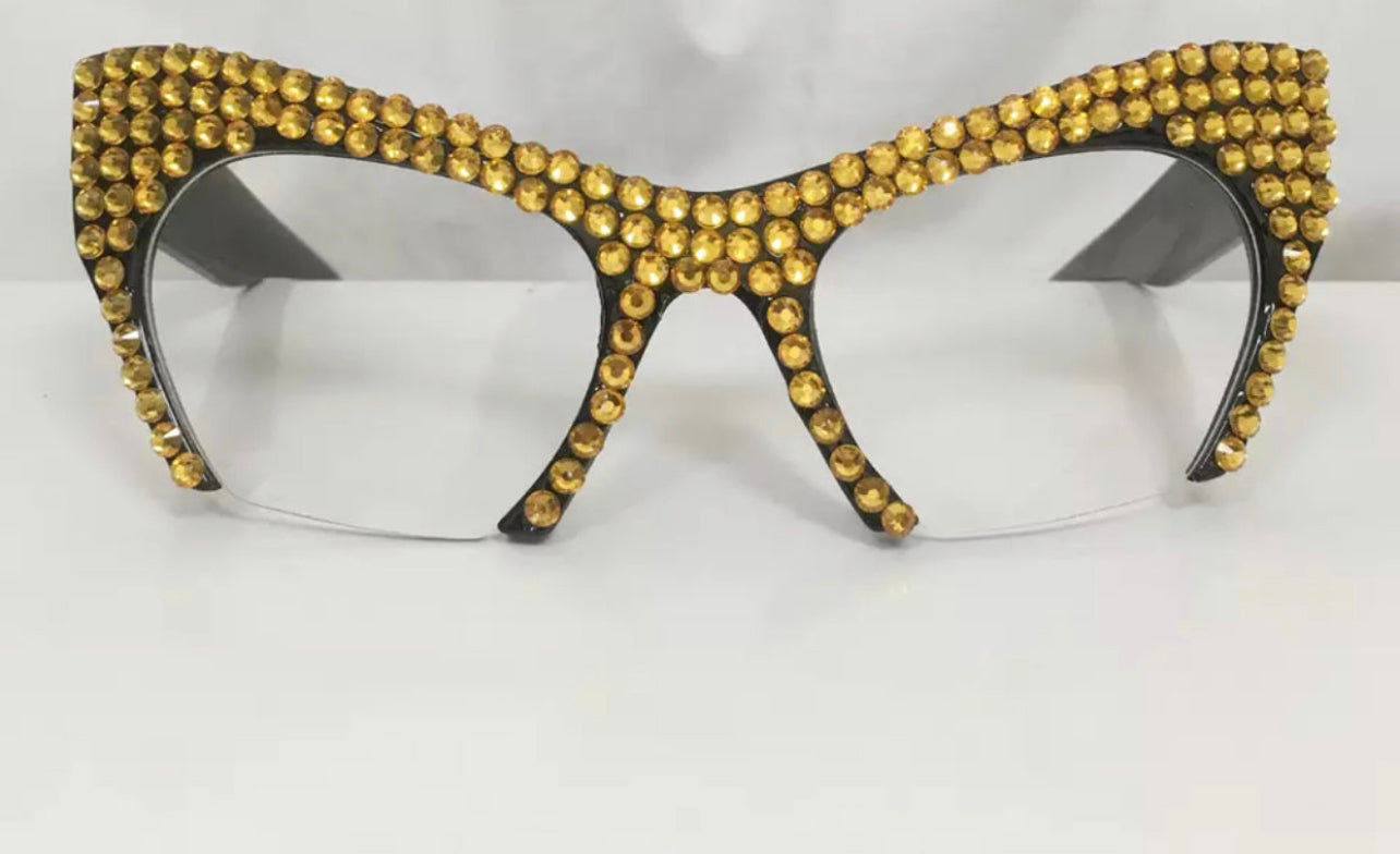 Bling Rhinestone Cat Eye Glasses