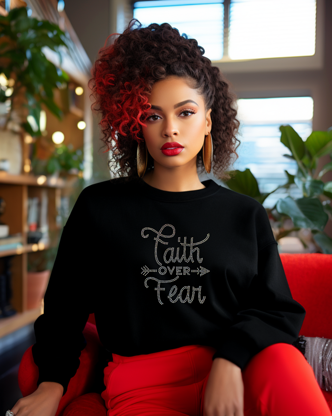 Faith Over Fear Rhinestone Sweatshirt