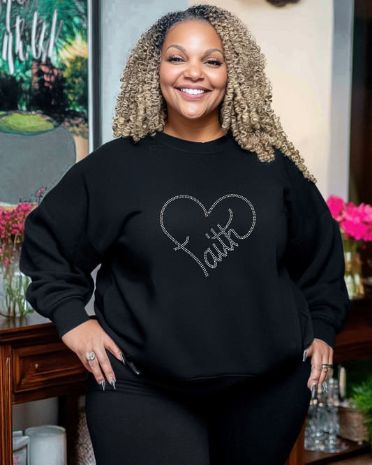 Faith Heart Rhinestone Sweatshirt
