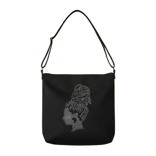 Loc Queen Rhinestone Crossbody Tote Bag