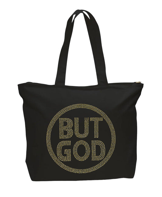 Gold But God Rhinestone Tote Bag