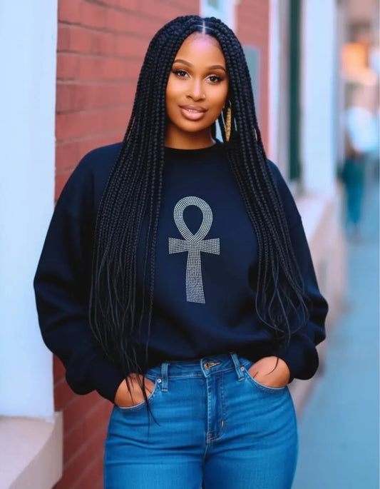 Egyptian Ankh Rhinestone Sweatshirt