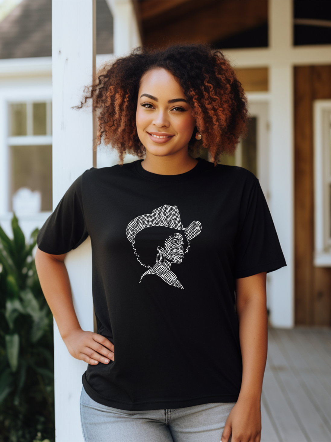 Afro Cowgirl Rhinestone T-Shirts