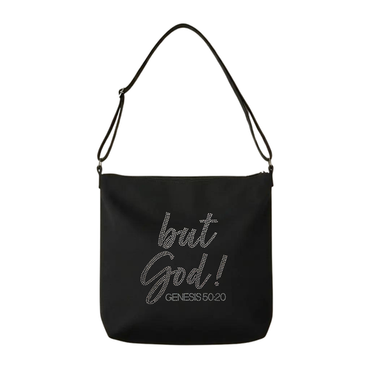but God Rhinestone Crossbody Tote Bag