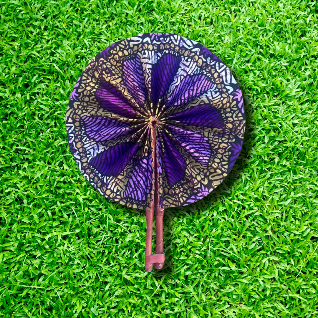 Foldable Ghanaian Ankara Leather Fan