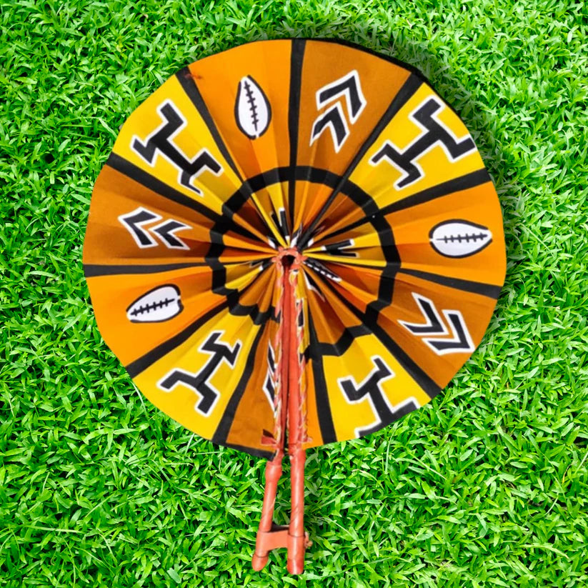 BFCM Foldable Ghanaian Ankara Leather Fan