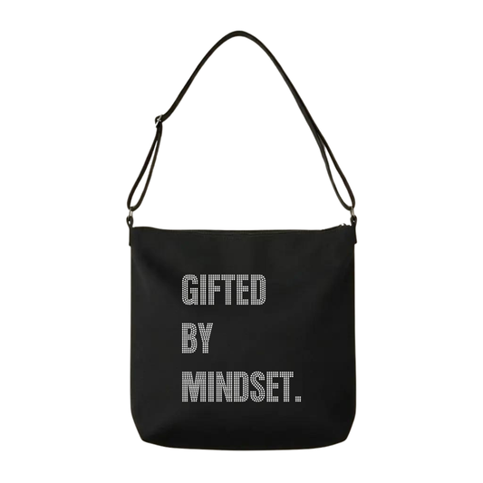 Gifted By Mindset Rhinestone Crossbody Tote Bag