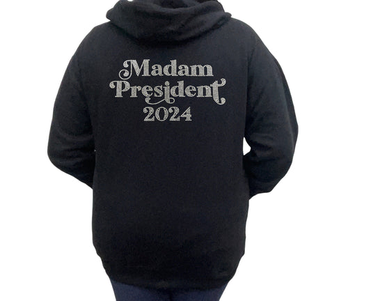 Madam President Rhinestone Zip-Up Hoodie