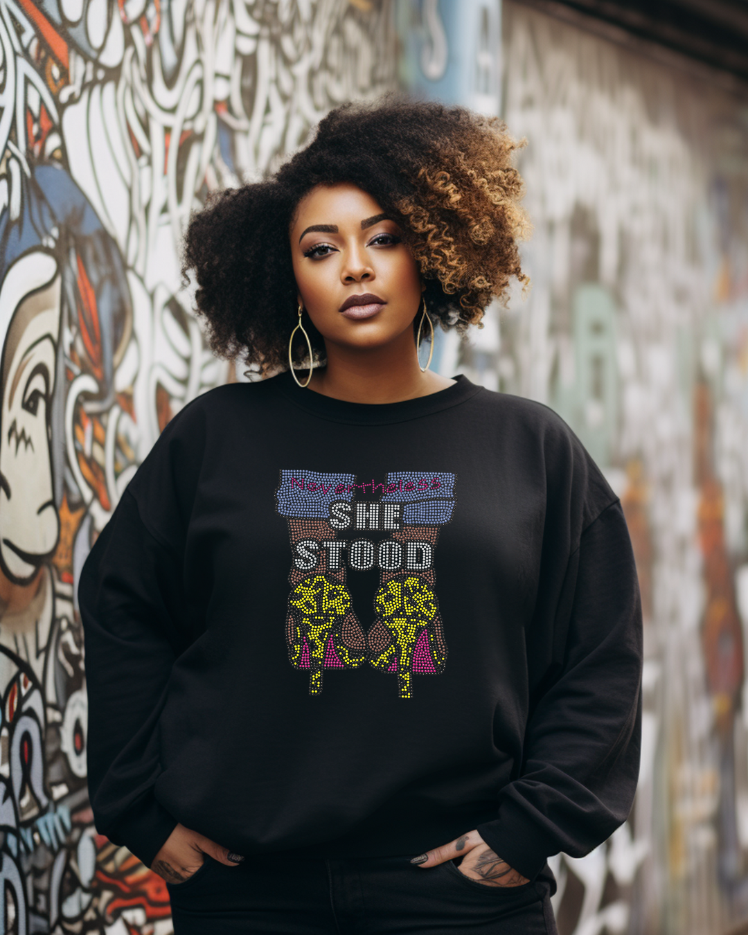 Nevertheless She Stood Rhinestone Sweatshirt