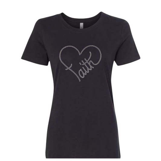 Faith Heart Rhinestone T-Shirt