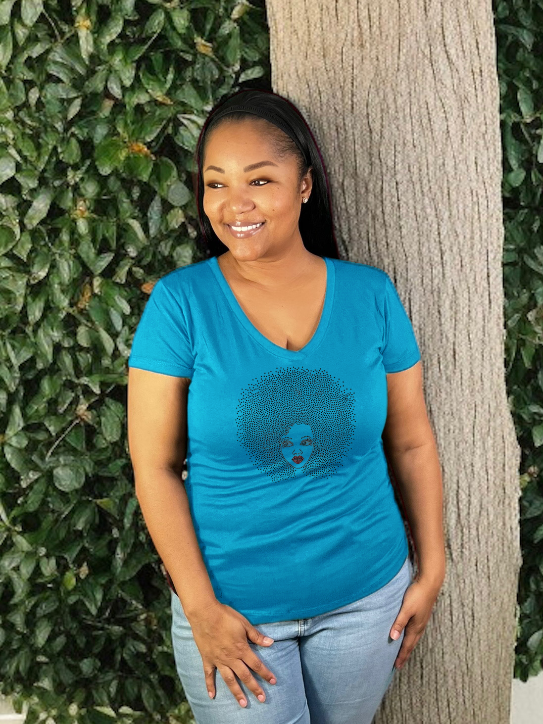 Afro Queen Rhinestone T-Shirt