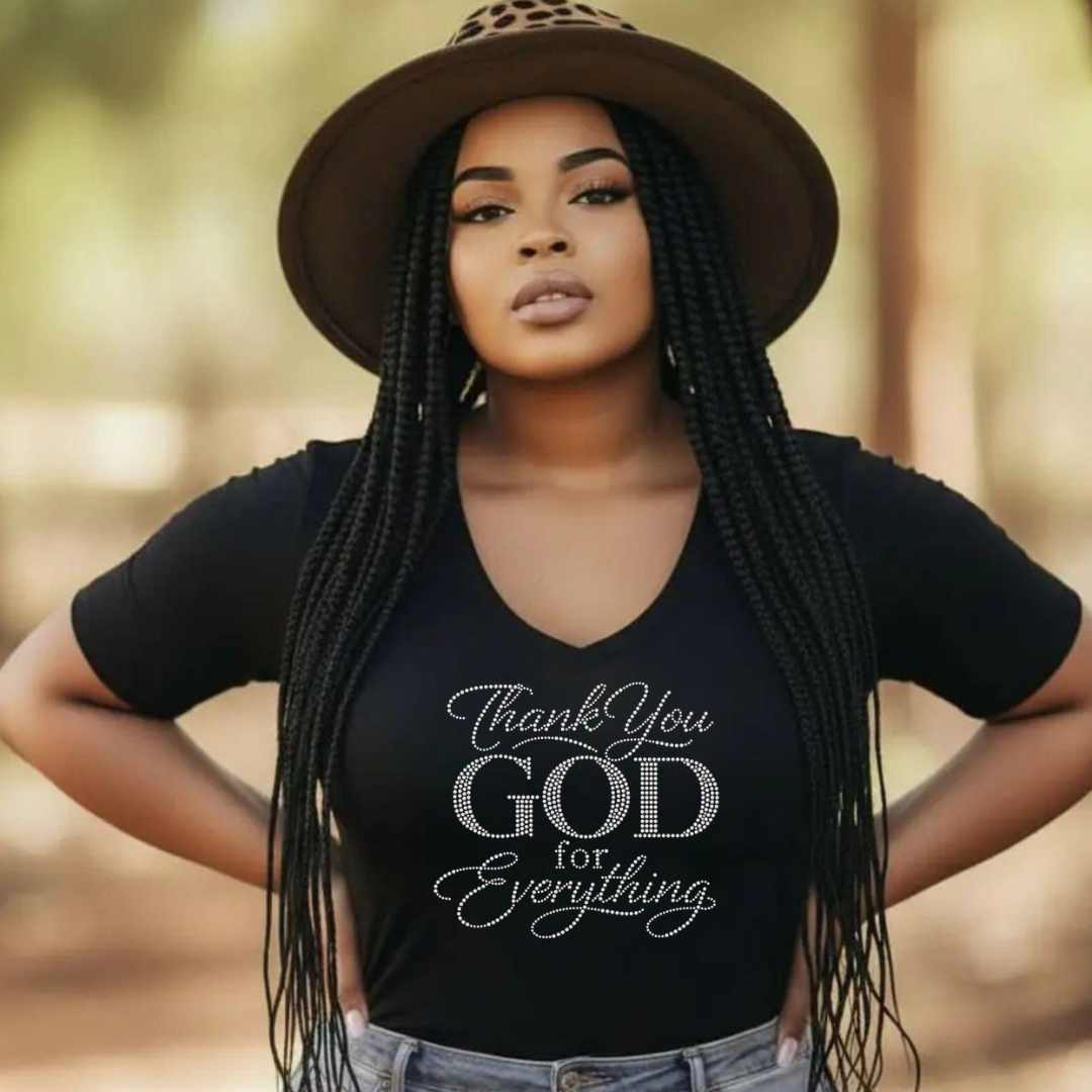 Thank You God For Everything Rhinestone T-Shirt