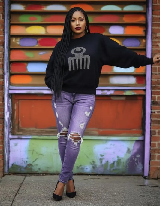 Duafe (Symbol of Beauty) Rhinestone Sweatshirt