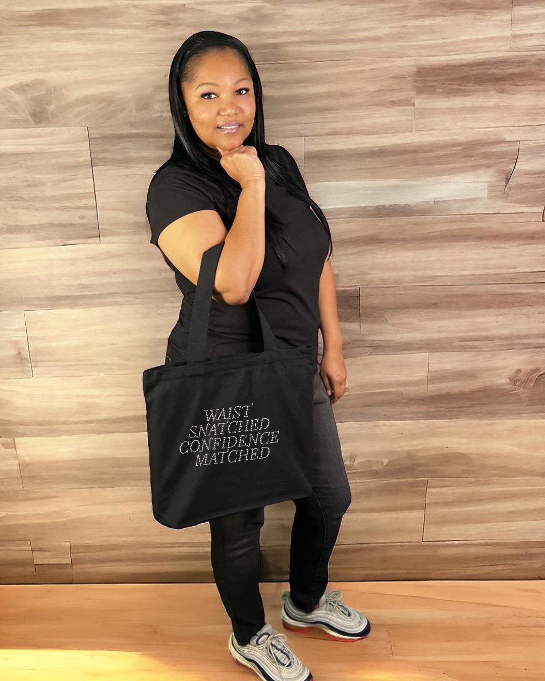 Waist Snatched Confidence Matched Rhinestone Tote Bag