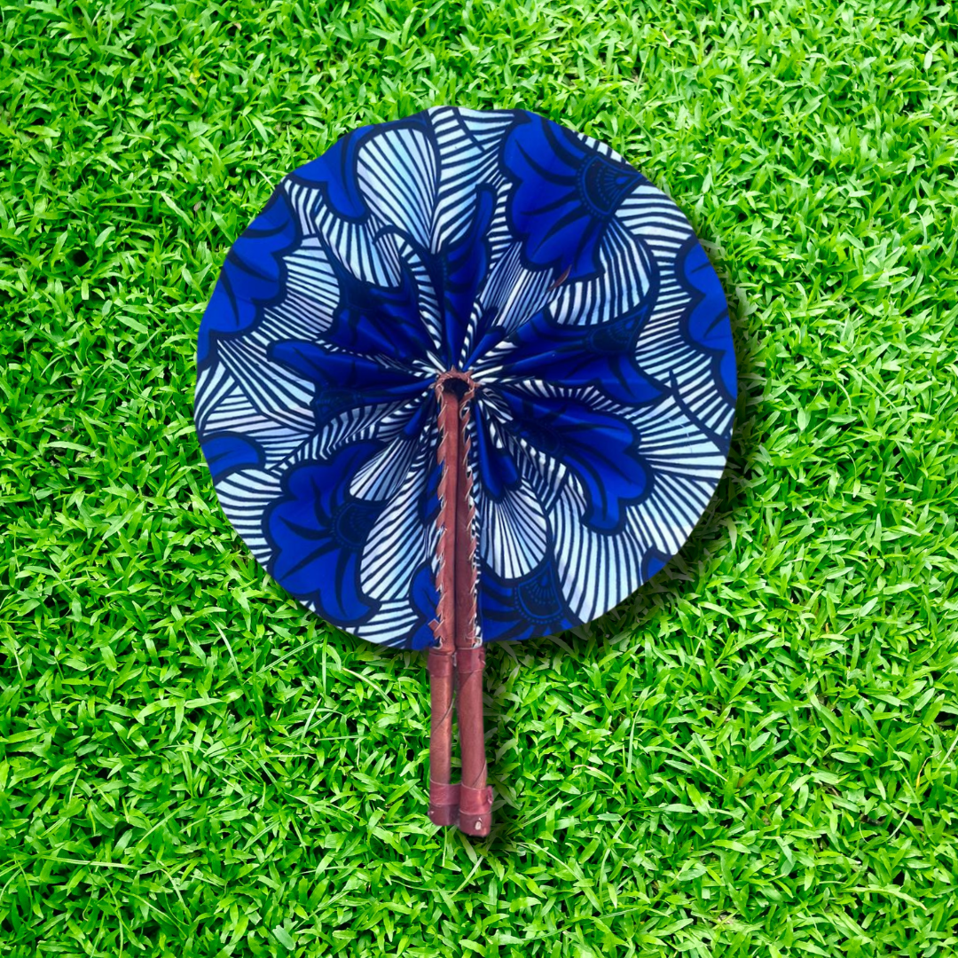 Foldable Ghanaian Ankara Leather Fan