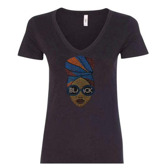 Turquoise Headwrap Queen Rhinestone T-Shirt