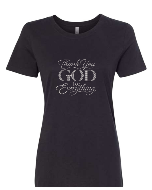 Thank You God For Everything Rhinestone T-Shirt