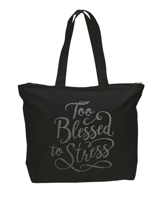 Too Blessed Rhinestone Tote Bag