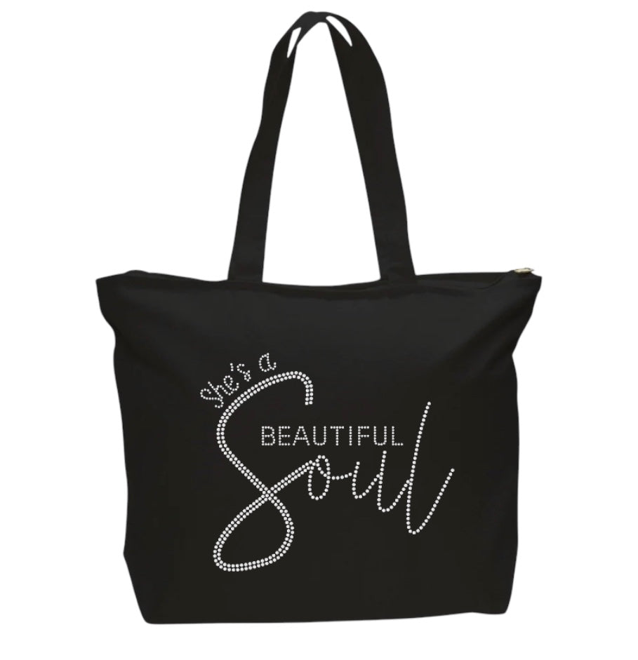 She’s A Beautiful Soul Rhinestone Tote Bag