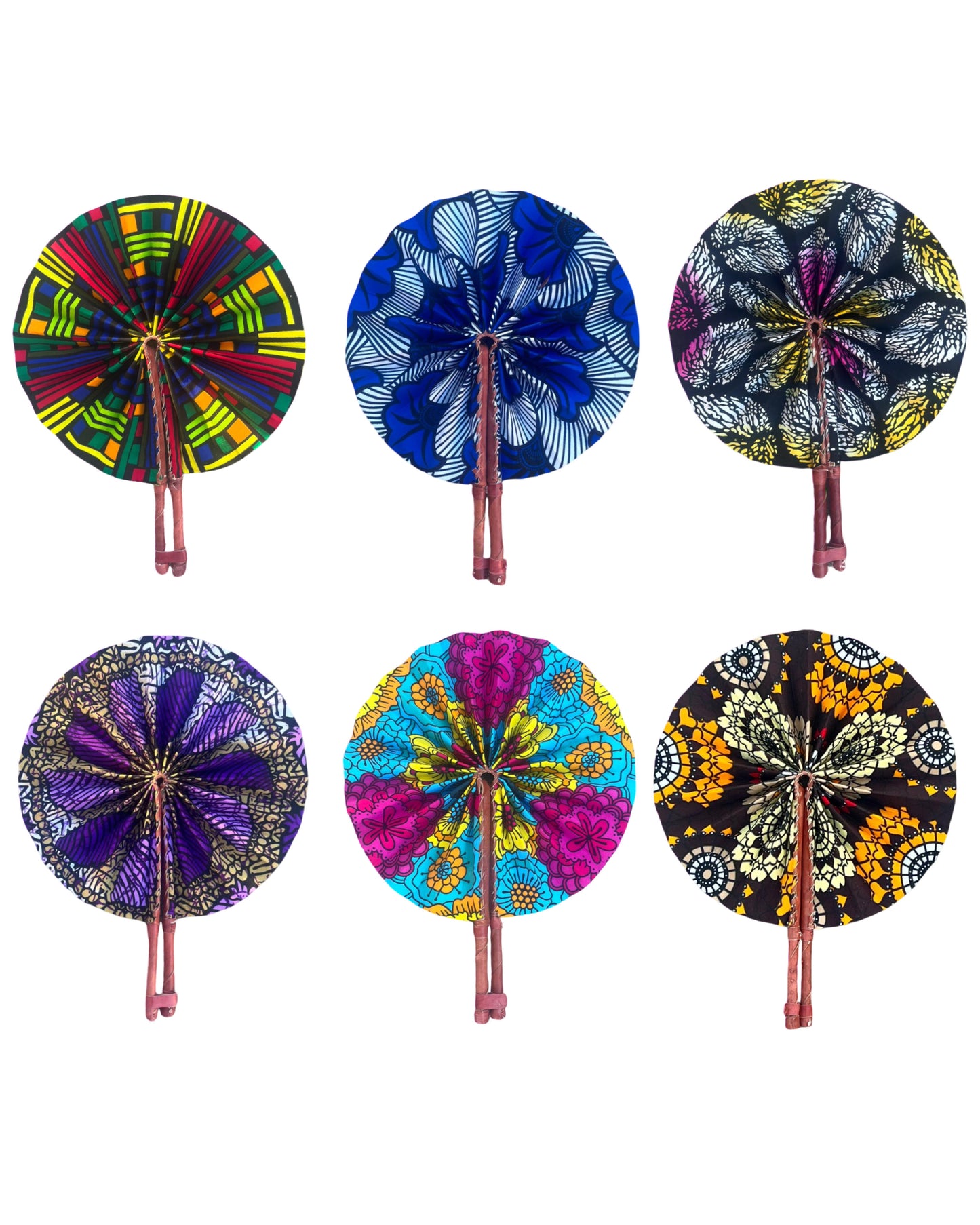 Foldable Ghanaian Ankara Leather Fan