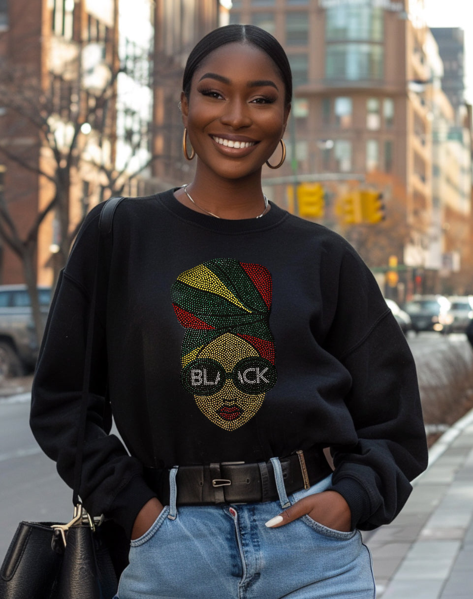 Green Headwrap Queen Rhinestone Unisex Sweatshirt