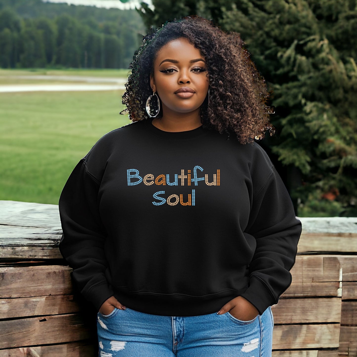 Colorful Beautiful Soul Rhinestone Unisex Sweatshirt