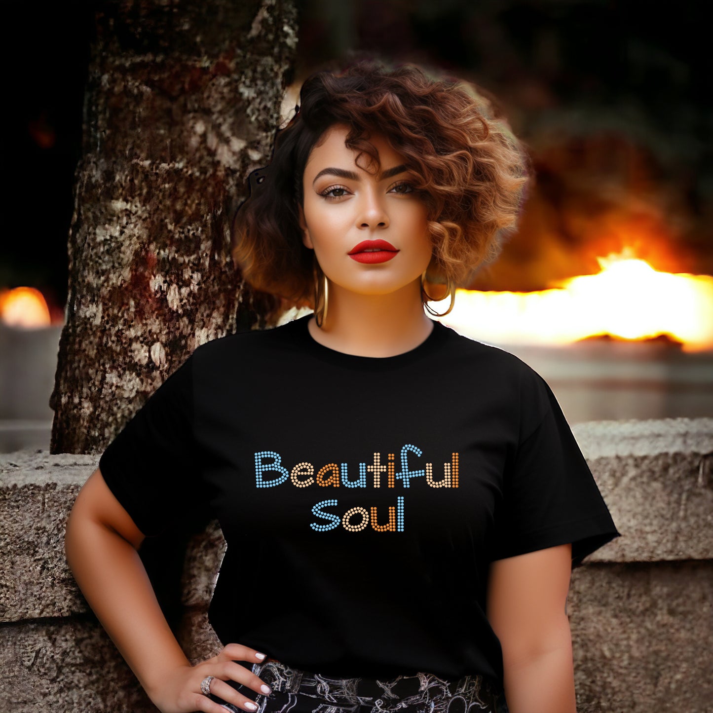 Colorful Beautiful Soul Rhinestone Shirt