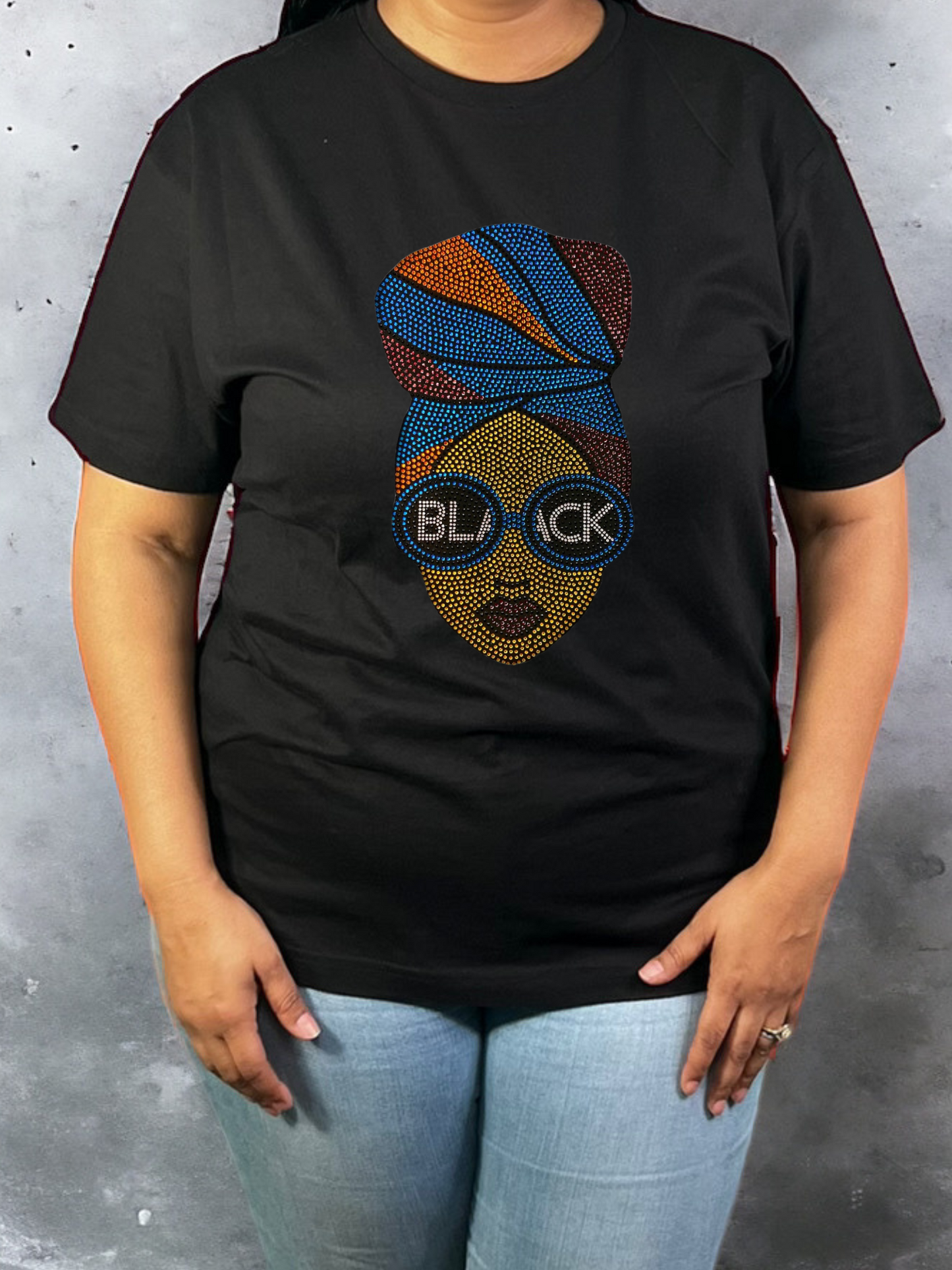 Turquoise Headwrap Queen Rhinestone T-Shirt