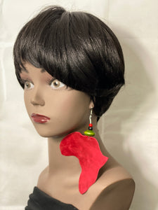 Africa Shaped Leather Earrings
