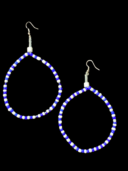 Blue and White Bead Earrings