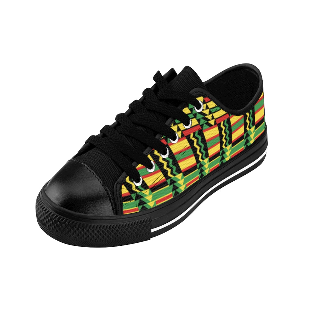 Black & Green Kente Low Top Sneakers