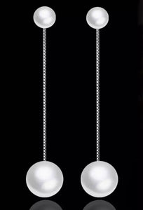 Double Pearl Drop Earrings