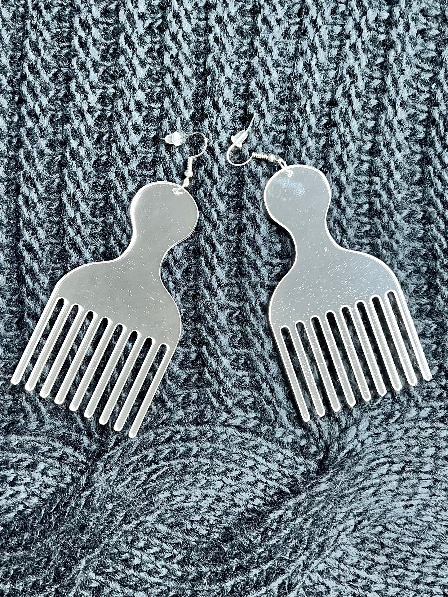 Dangle Mirror Comb Earrings
