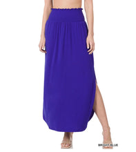 Smocked Waist Side Slit Skirt with Pockets