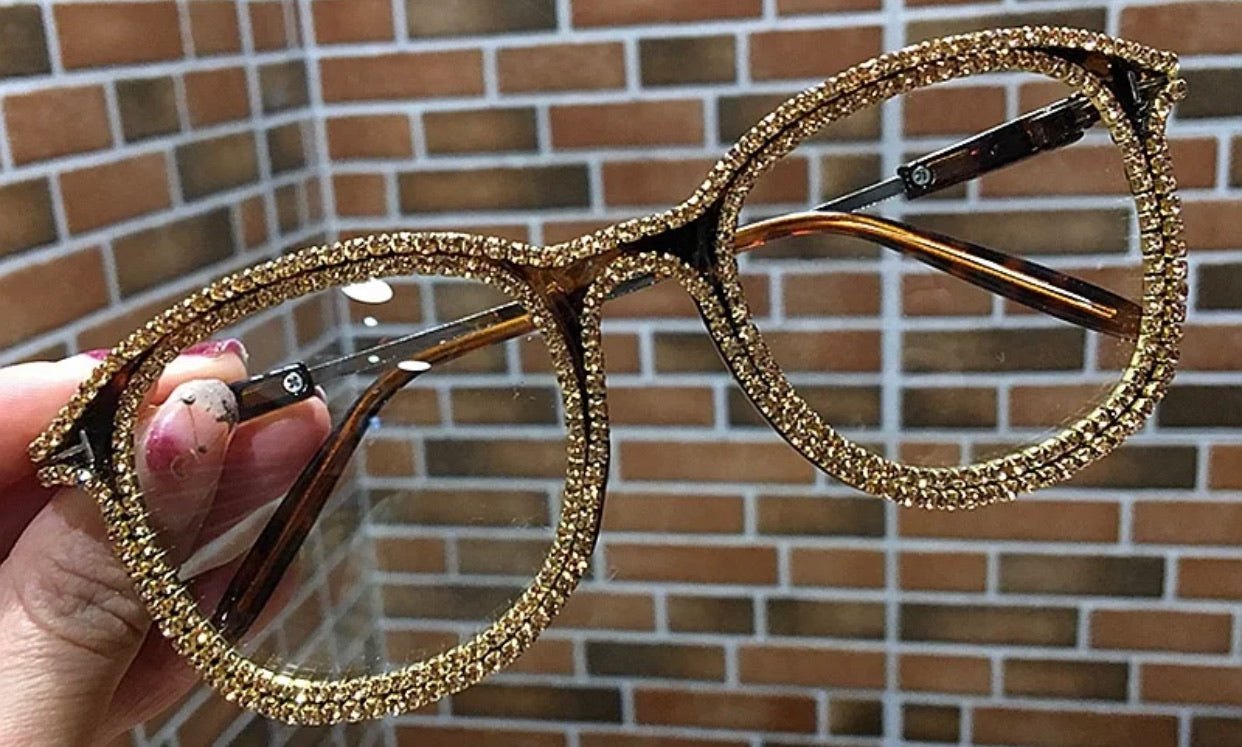 Rhinestone rim hot sale glasses