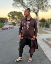 Chocolate Brown Faith Bling Hi Low Top w Bling Drawstring